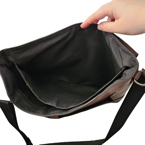 Coach Hudson Brown Leather Colorblock Messenger Laptop Crossbody Bag - Picture 10 of 13